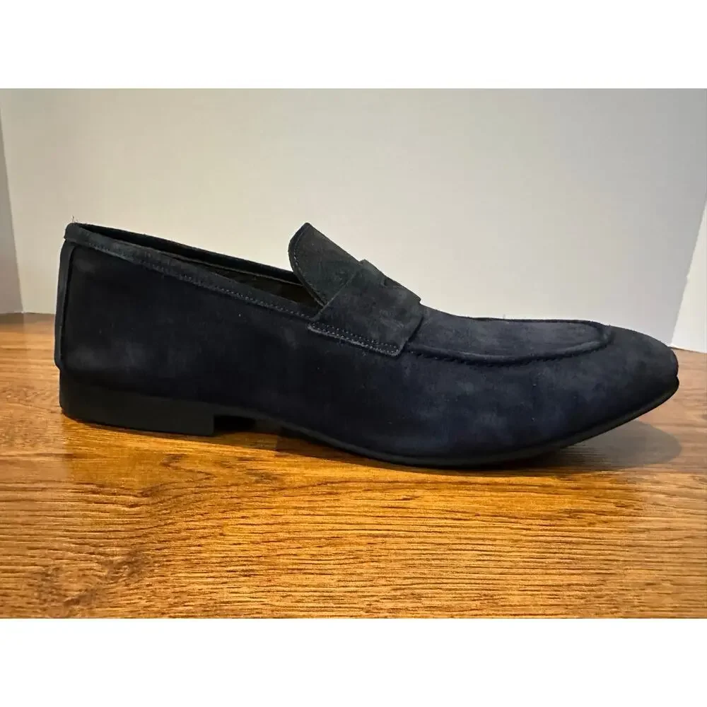 Vellapais Amber Suede Penny Loafers Men’s 44 Blue Slip On Casual Dress Shoes